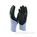 Hespax HPPE Anti Cut -Handschuhe sandige Nitrilhandschuhe